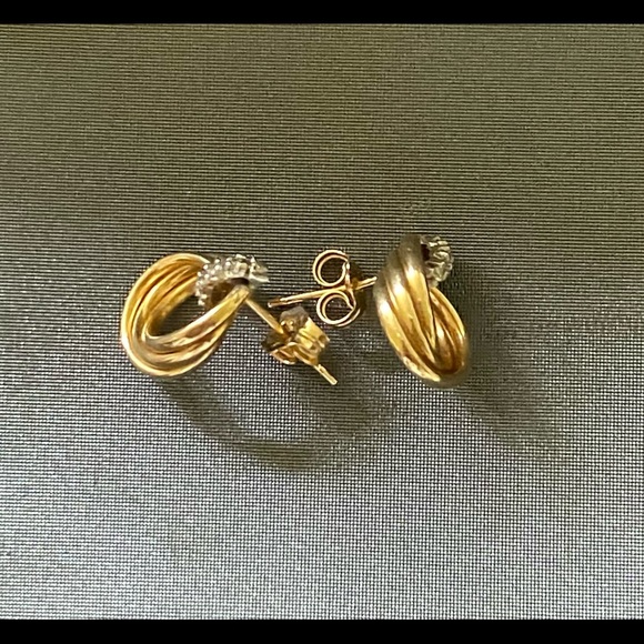 14 Kt Gold earrings with diamond - Picture 5 of 7